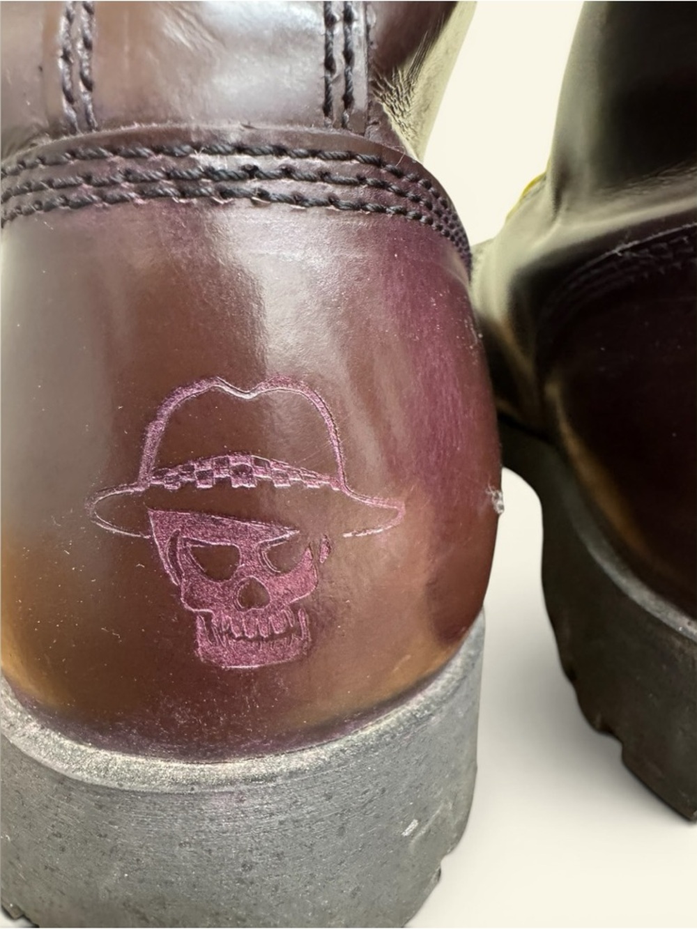Oxblood Boots & Braces Bordeaux Burgundy Rangers Boots 20 Hole Steel Toe SIZE 8 - Picture 8 of 16